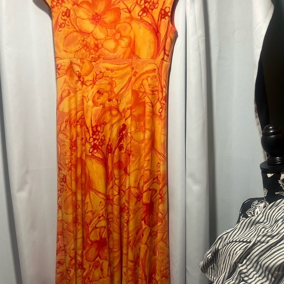 Evan Picone Orange and Red Floral Maxi Dress size 8 - Picture 3 of 4